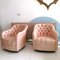 Mid-Century American Deep Buttoned Lounge Chairs with Pale Pink Upholstery, Set of 2 4