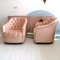 Mid-Century American Deep Buttoned Lounge Chairs with Pale Pink Upholstery, Set of 2 9