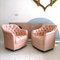 Mid-Century American Deep Buttoned Lounge Chairs with Pale Pink Upholstery, Set of 2 1