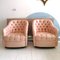 Mid-Century American Deep Buttoned Lounge Chairs with Pale Pink Upholstery, Set of 2 10