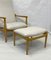 High-Back Chair with Ottoman in Beige Fabric by Edmund Homa, 1970s, Set of 2 2