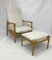 High-Back Chair with Ottoman in Beige Fabric by Edmund Homa, 1970s, Set of 2 14