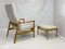 High-Back Chair with Ottoman in Beige Fabric by Edmund Homa, 1970s, Set of 2 10