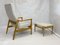 High-Back Chair with Ottoman in Beige Fabric by Edmund Homa, 1970s, Set of 2, Image 10