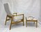 High-Back Chair with Ottoman in Beige Fabric by Edmund Homa, 1970s, Set of 2, Image 13