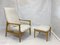 High-Back Chair with Ottoman in Beige Fabric by Edmund Homa, 1970s, Set of 2, Image 11