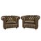 20th Century Leather Chesterfield Armchairs, 1970s, Set of 2 1