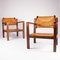 Chaises en Bois et Paille avec Dossiers Ajustables, 1960s, Set de 2 1