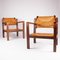 Stühle aus Holz und Stroh mit Verstellbaren Rückenlehnen, 1960er, 2er Set 1