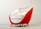 Italian Silver & Cherry Red Velvet Lounge Chair with Brass Feet by Guglielmo Veronesi for ISA Bergamo, 1950s 3