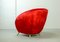 Italian Silver & Cherry Red Velvet Lounge Chair with Brass Feet by Guglielmo Veronesi for ISA Bergamo, 1950s 6