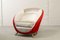 Italian Silver & Cherry Red Velvet Lounge Chair with Brass Feet by Guglielmo Veronesi for ISA Bergamo, 1950s 4