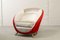 Italian Silver & Cherry Red Velvet Lounge Chair with Brass Feet by Guglielmo Veronesi for ISA Bergamo, 1950s, Image 4