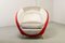 Italian Silver & Cherry Red Velvet Lounge Chair with Brass Feet by Guglielmo Veronesi for ISA Bergamo, 1950s 2