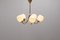 Brass Ceiling Lamp with White Crystal Shades, Sweden, 1950s, Image 2