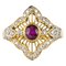 Modern Ruby Diamonds 18 Karat Yellow Gold Lace Ring, Image 1