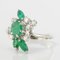 French Emerald & Diamond 18 Carat White Gold Ring, 1970s 2