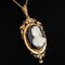 19th-Century Natural Pearls & Onyx Cameo 18 Karat Rose Gold Pendant Brooch 11