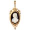 19th-Century Natural Pearls & Onyx Cameo 18 Karat Rose Gold Pendant Brooch 1