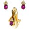 Modern Diamond & Ruby Yellow Gold Pendant and Earrings, Set of 2 1