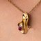 Modern Diamond & Ruby Yellow Gold Pendant and Earrings, Set of 2 5