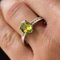 Peridot & Diamond 18 Karat White Gold Ring 6