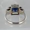 Art Deco Style Sapphire & Diamond 18 Karat White Gold Ring 16