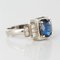 Art Deco Style Sapphire & Diamond 18 Karat White Gold Ring 9