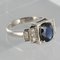 Art Deco Style Sapphire & Diamond 18 Karat White Gold Ring 14