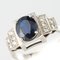 Art Deco Style Sapphire & Diamond 18 Karat White Gold Ring 4