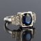 Art Deco Style Sapphire & Diamond 18 Karat White Gold Ring 8