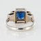 Art Deco Style Sapphire & Diamond 18 Karat White Gold Ring 10