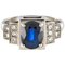Art Deco Style Sapphire & Diamond 18 Karat White Gold Ring 1
