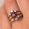 French Diamond & Ruby Gold Three Band Ring 4