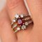 French Diamond & Ruby Gold Three Band Ring, Image 4