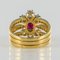 French Diamond & Ruby Gold Three Band Ring, Image 5