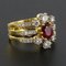 French Diamond & Ruby Gold Three Band Ring, Image 8