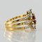 French Diamond & Ruby Gold Three Band Ring 9