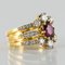 French Diamond & Ruby Gold Three Band Ring, Image 10