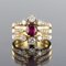 French Diamond & Ruby Gold Three Band Ring, Image 17