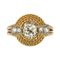 French Cushion and Rose Cuts Diamond 18 Karat Yellow Gold Ring, 1960s, Image 1