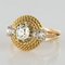 French Cushion and Rose Cuts Diamond 18 Karat Yellow Gold Ring, 1960s, Image 3