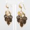 19th Century Yellow Gold Hair Leaves Glans Drop Earrings by Brown, Set of 2 3