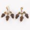 19th Century Yellow Gold Hair Leaves Glans Drop Earrings by Brown, Set of 2 9