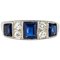 Art Deco 1.69 Carat Sapphire Diamonds White Gold Garter Ring, 1930s 1