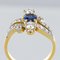French Modern Sapphire Diamonds 18 Karat Yellow Gold Platinum Ring by Rain 10