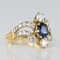 French Modern Sapphire Diamonds 18 Karat Yellow Gold Platinum Ring by Rain 13