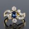 French Modern Sapphire Diamonds 18 Karat Yellow Gold Platinum Ring by Rain 3