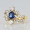 French Modern Sapphire Diamonds 18 Karat Yellow Gold Platinum Ring by Rain 4