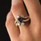 French Modern Sapphire Diamonds 18 Karat Yellow Gold Platinum Ring by Rain 5